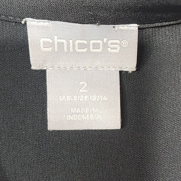 Chicos Womens Black Tunic Blouse With Gold Wrist Detail‎ Size 2 US 12/14 - Picture 4 of 9